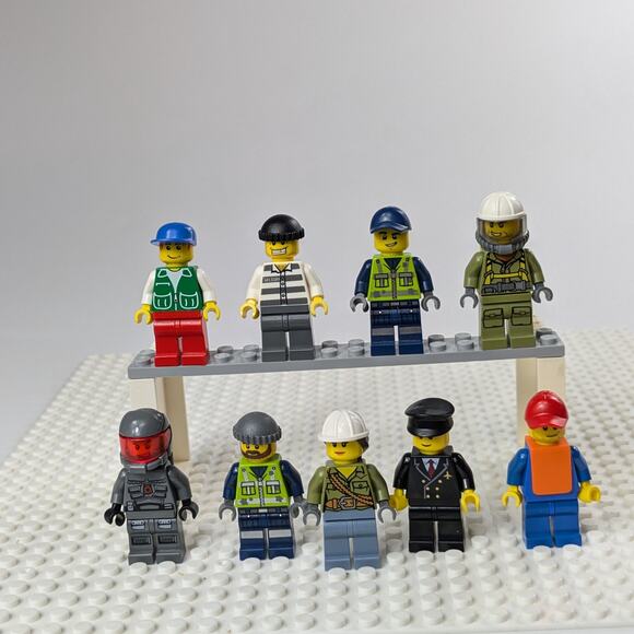 Lego City Minifigures Lot 9 Garbage Man Volcano Explorer Pilot Crewman Boy Space - Picture 2 of 9